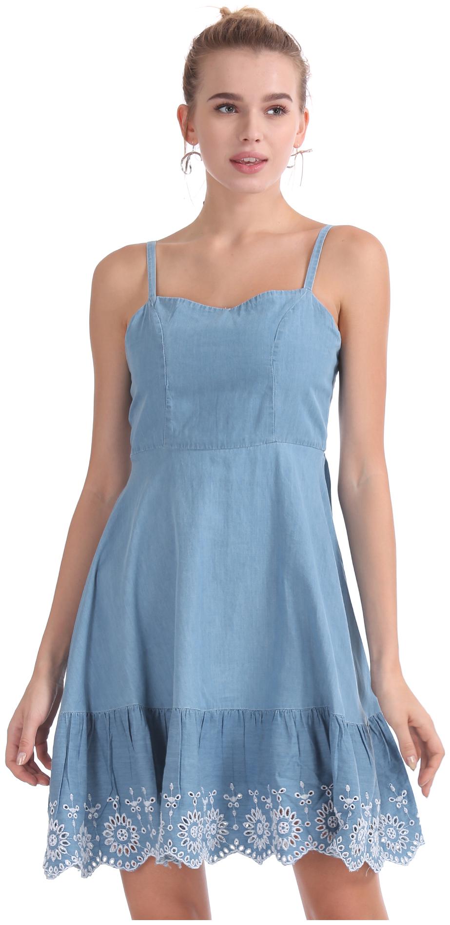 

Aeropostale Blue Embroidered Fit flare dress