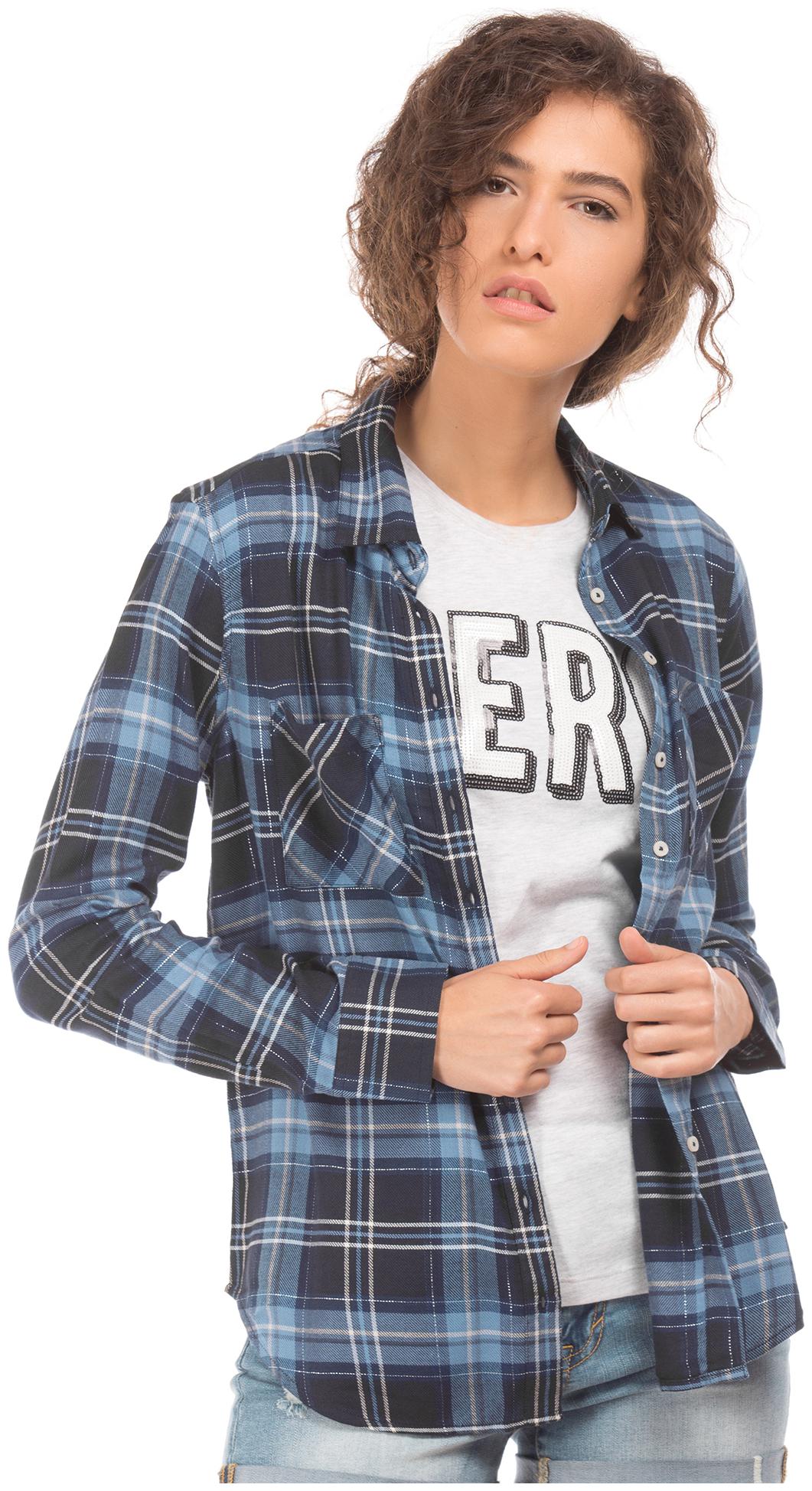 

Aeropostale Women Blue Checked Regular Fit Shirt