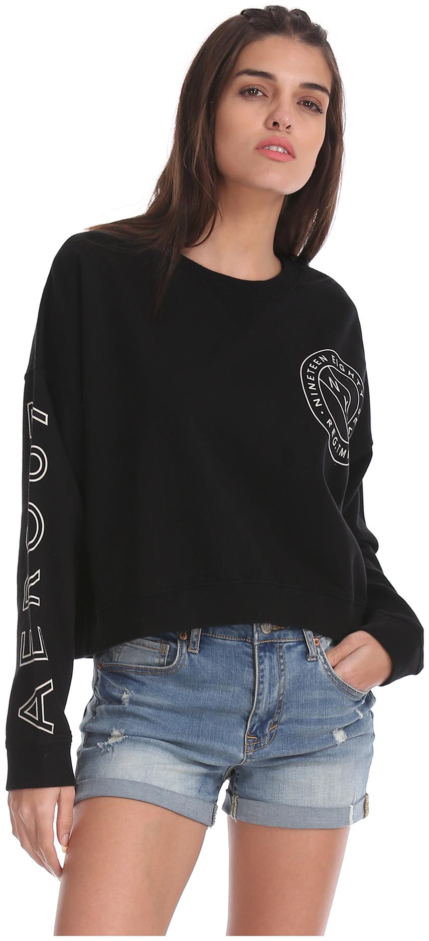 

Aeropostale Women Printed Sweatshirt - Black