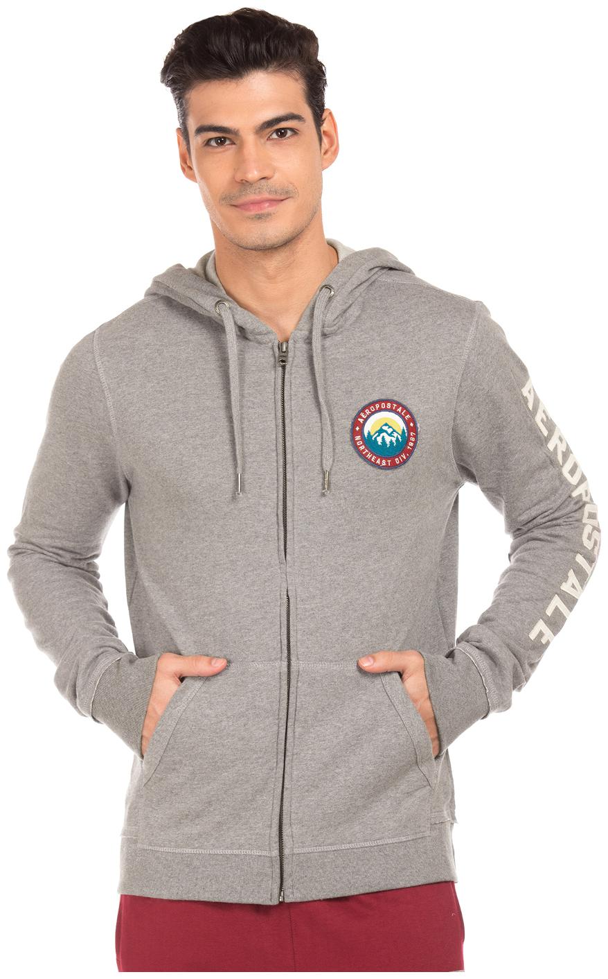 

Aeropostale Grey Cotton Hooded Zip Up Sweatshirt