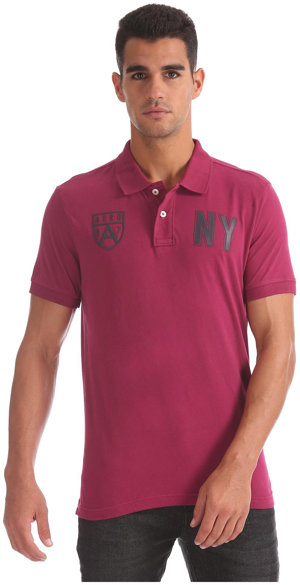 

Aeropostale Men Pink Regular fit Cotton Polo collar T-Shirt - Pack Of 1