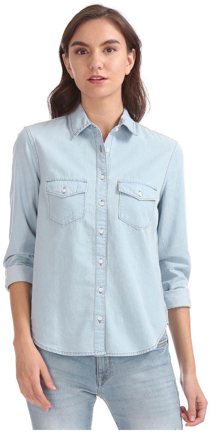 

Aeropostale Women Blue Printed Regular Fit Shirt