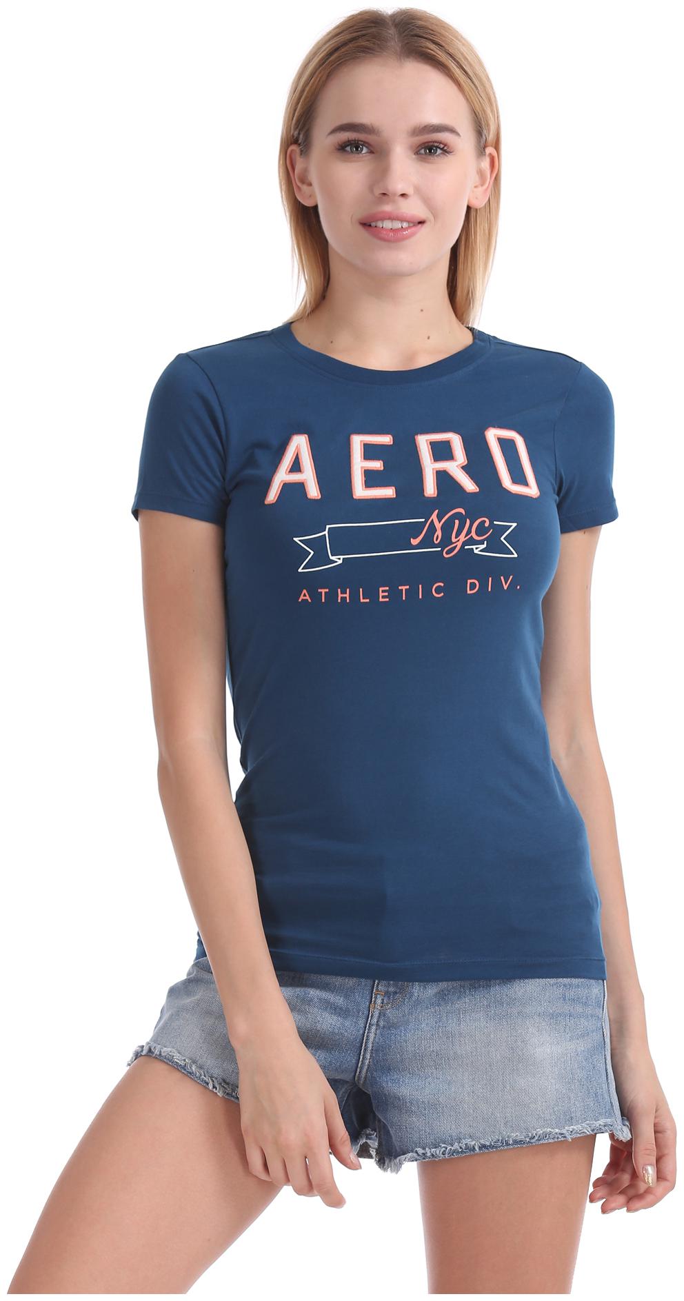 

Aeropostale Women Blue Regular fit Round neck Cotton T shirt