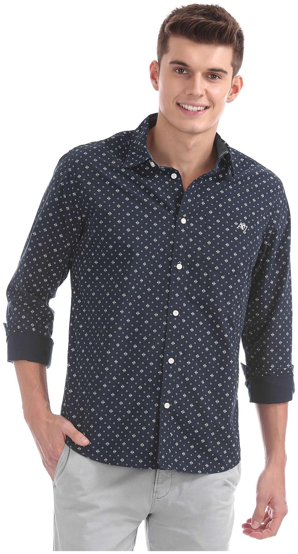 

Aeropostale Men Blue Printed Regular Fit Casual Shirt