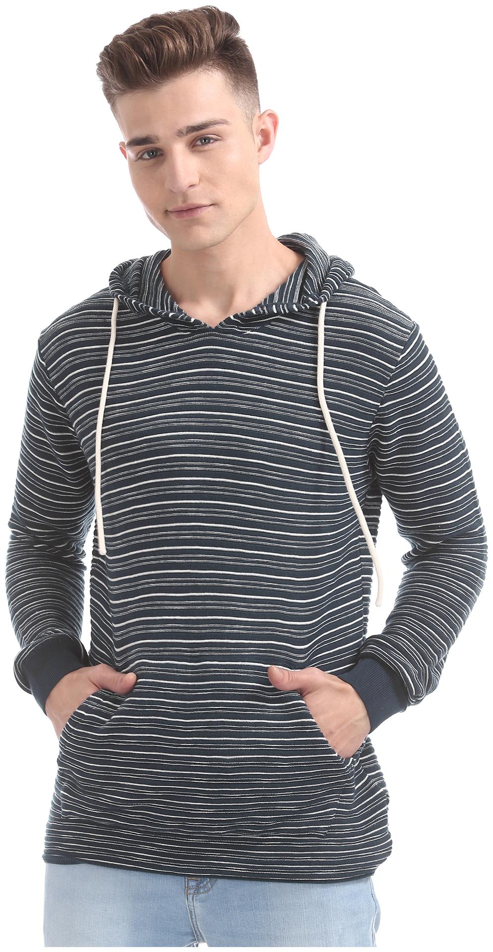 

Aeropostale Men Blue Round neck Front-open sweater