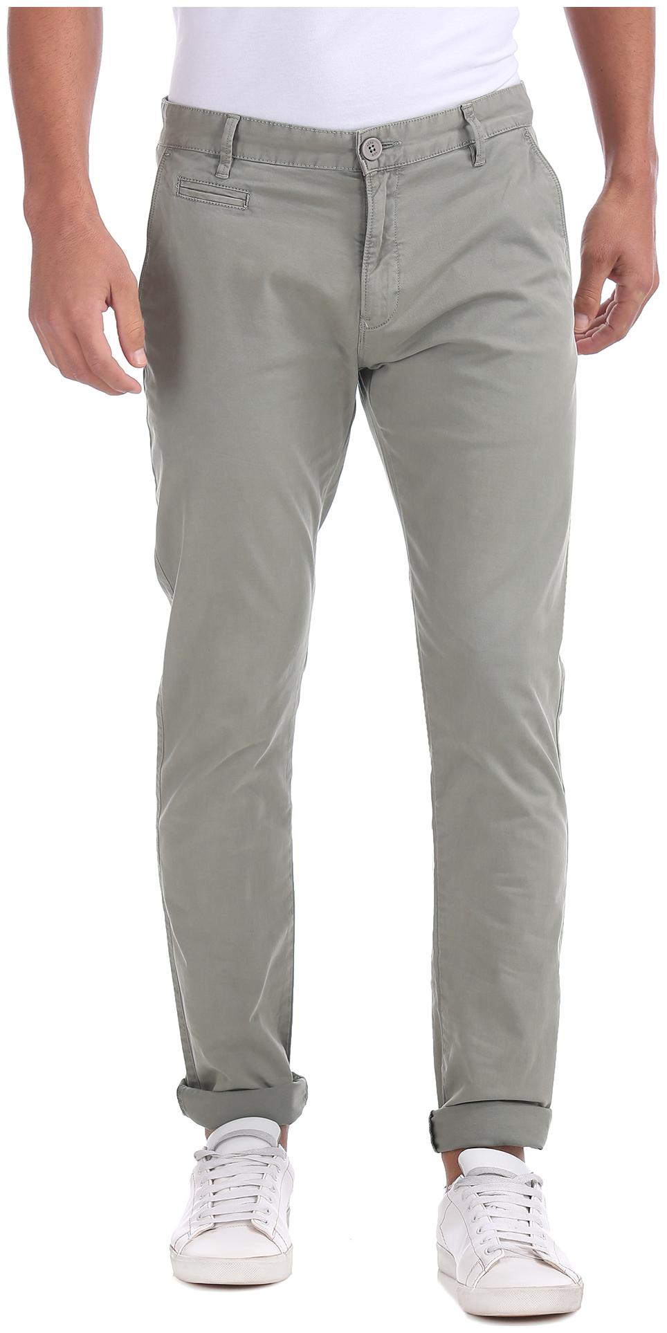 

Aeropostale Men Green Solid Slim fit Regular trousers