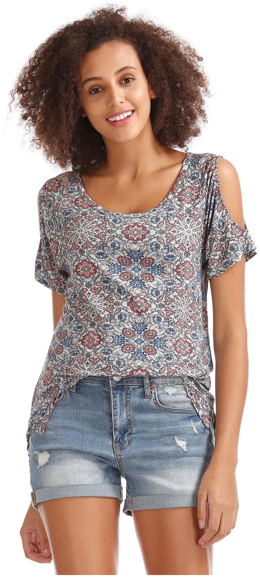 

A ropostale Women Grey Regular fit Round neck Viscose rayon T shirt