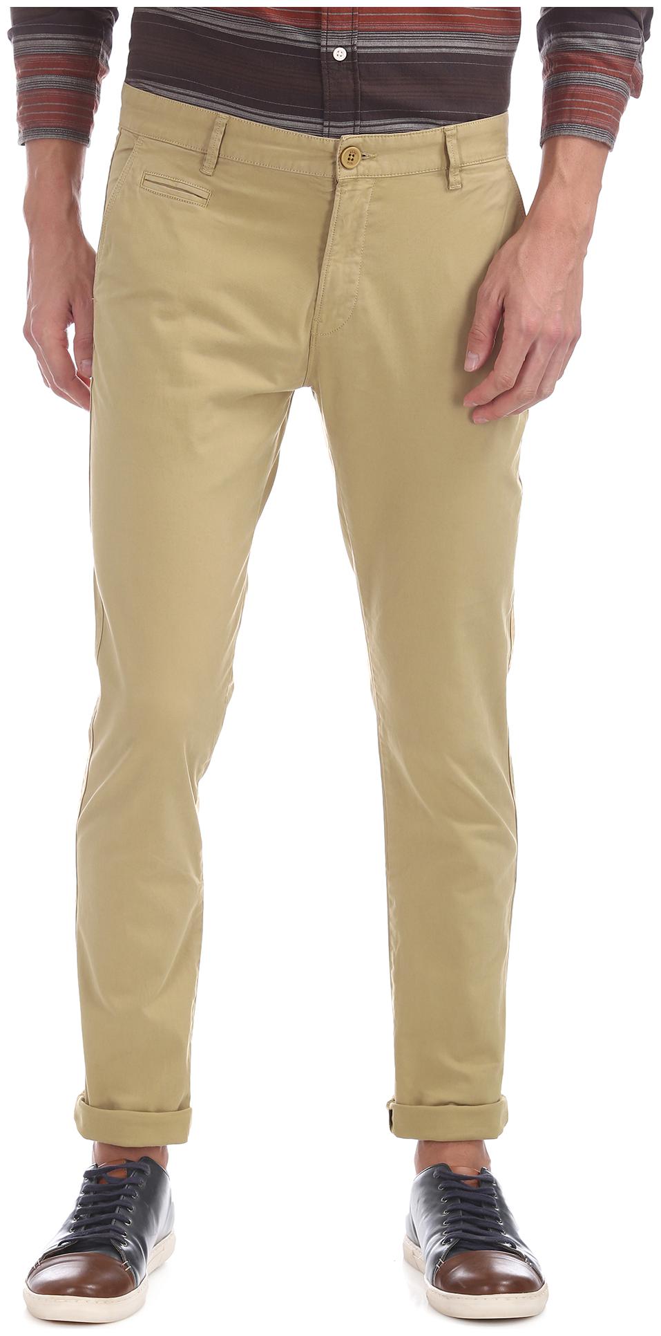 

A ropostale Men Brown Solid Skinny fit Regular trousers