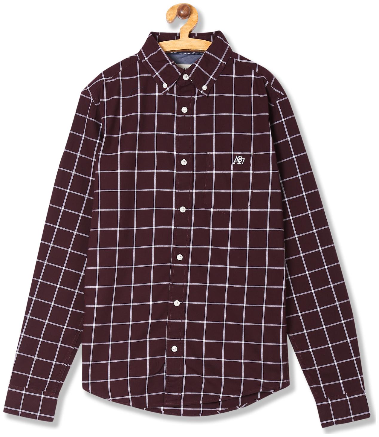

Aeropostale Men Red Checked Regular Fit Casual Shirt