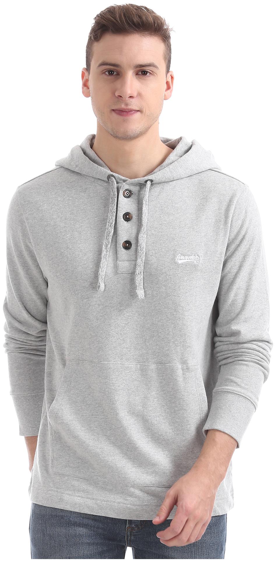 

Aeropostale Men Grey Hooded Hoodie