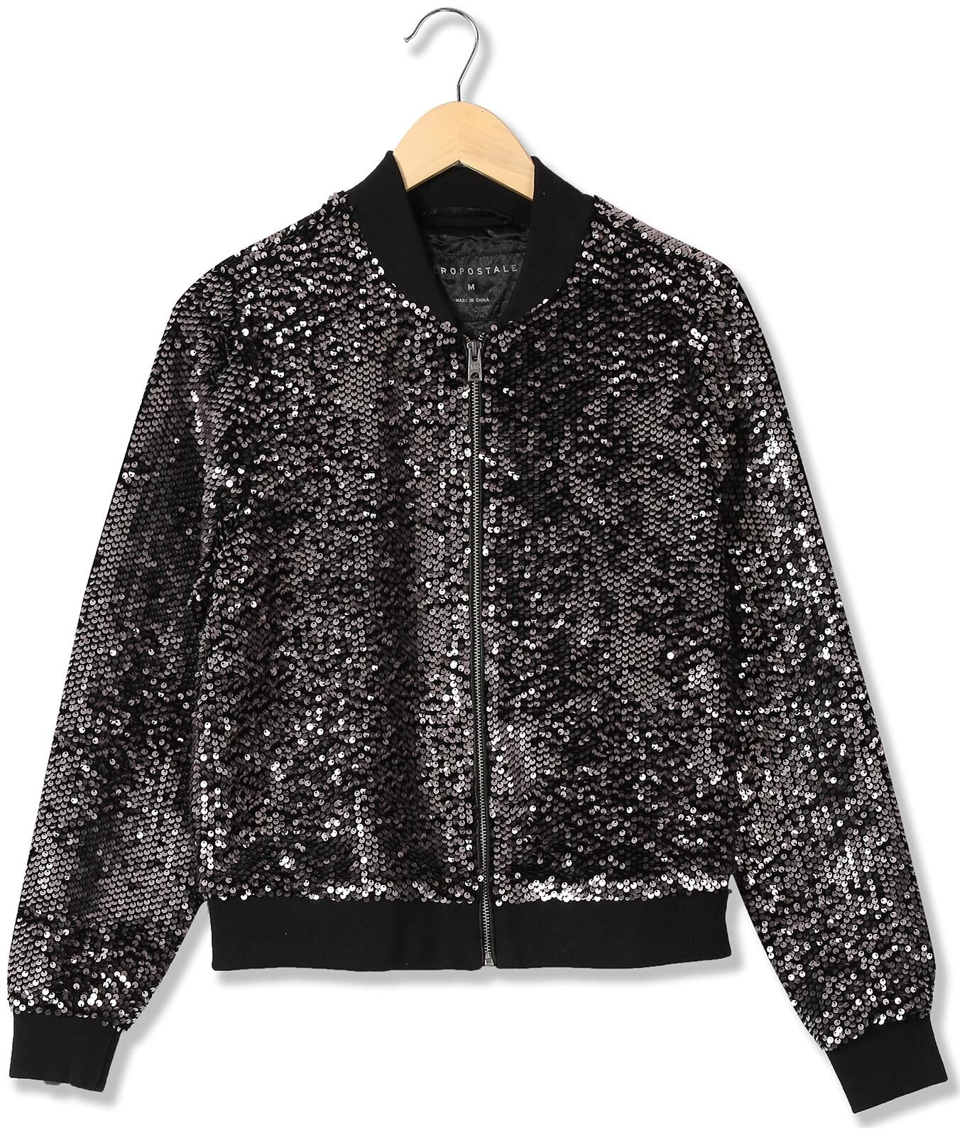 

Aeropostale Women Self Design Bomber Jacket - Black