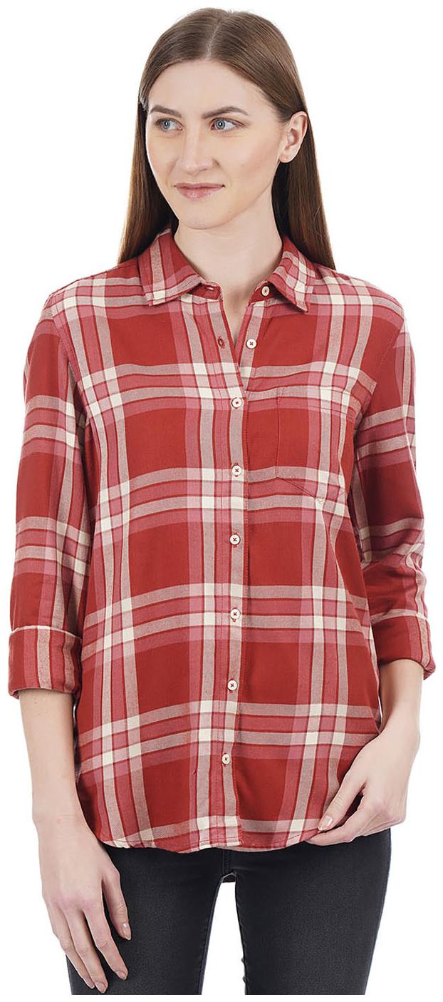 

Aeropostale Women Red Checked Regular Fit Shirt
