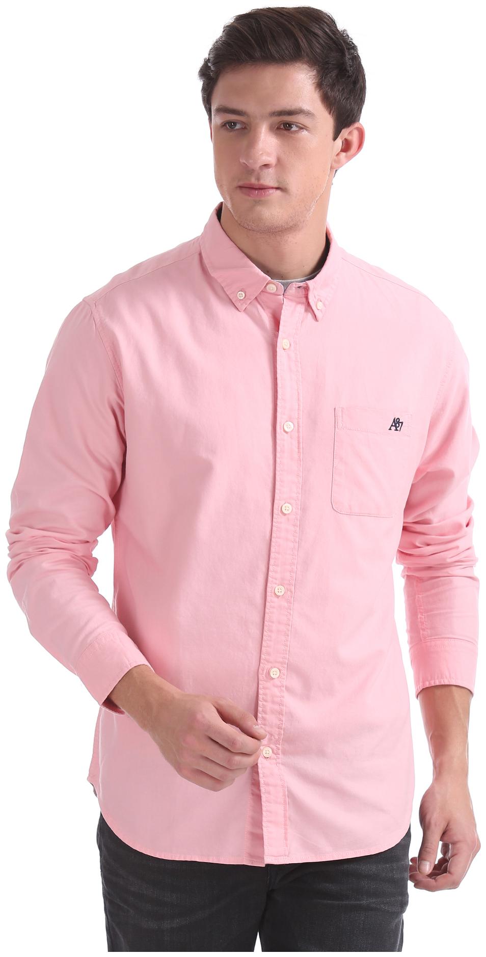 

Aeropostale Men Pink Solid Slim Fit Casual Shirt