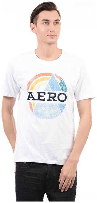 Aeropostale Men's Round Neck Printed T-Shirt - White