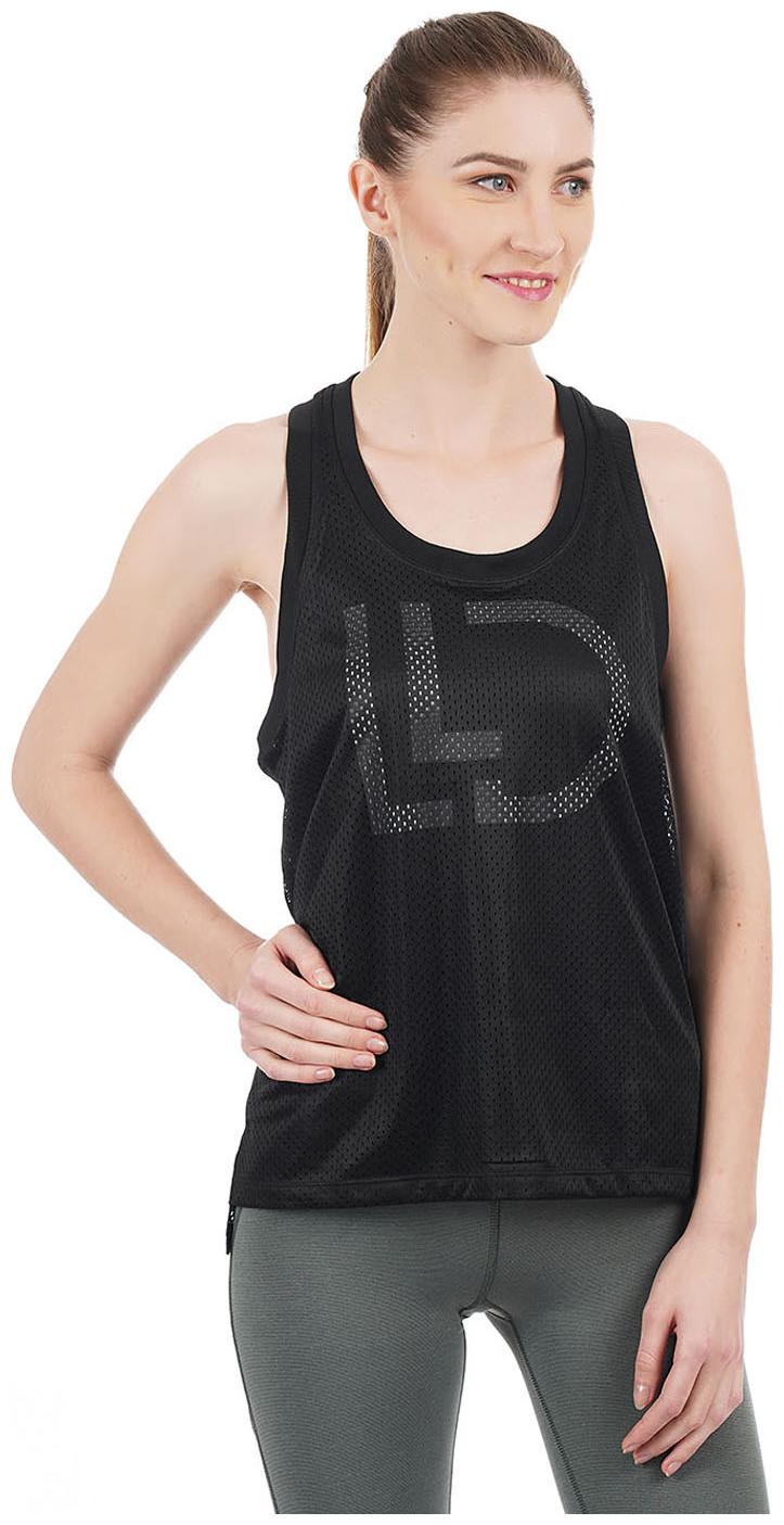 

Aeropostale Women Black Body fit U neck Polyester Tank top