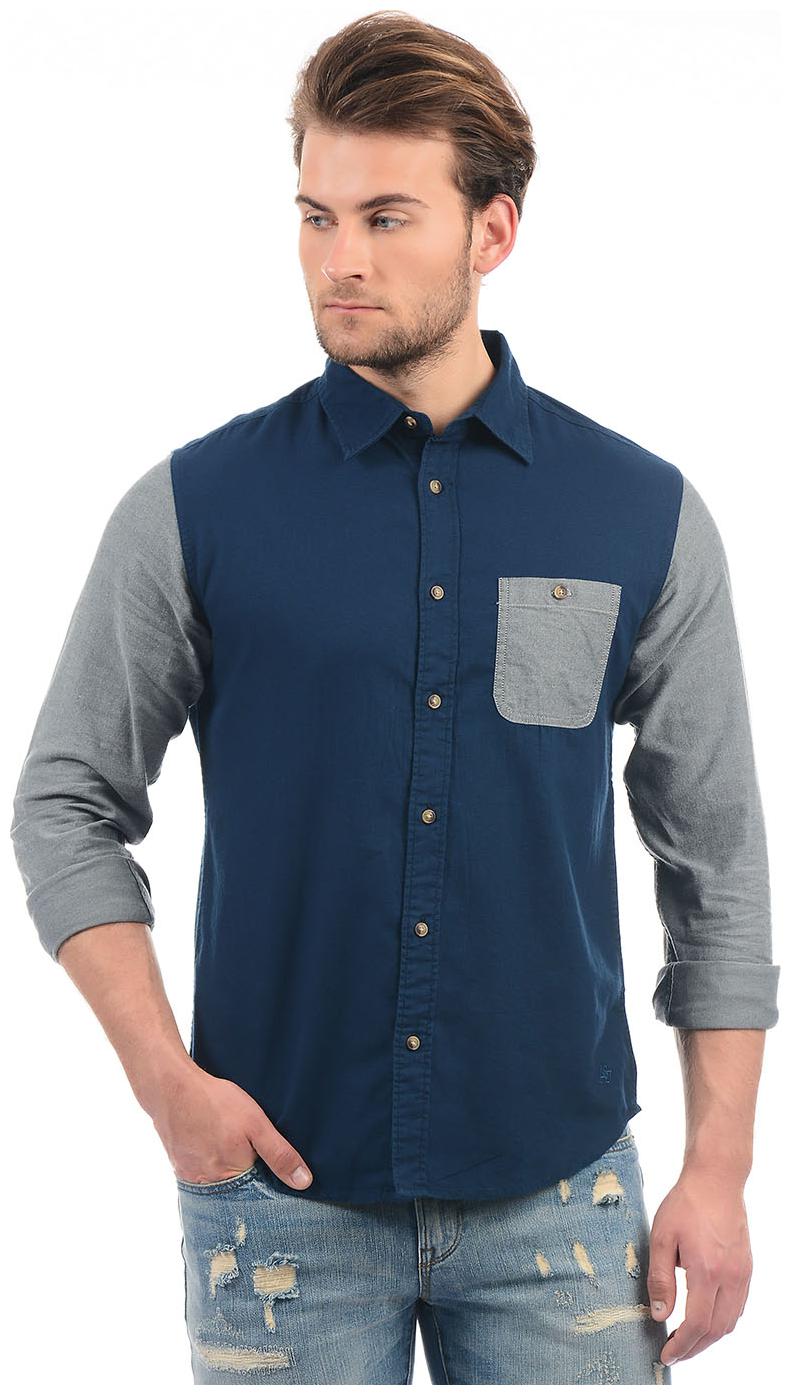 

Aeropostale Men Blue Colorblocked Regular Fit Casual Shirt