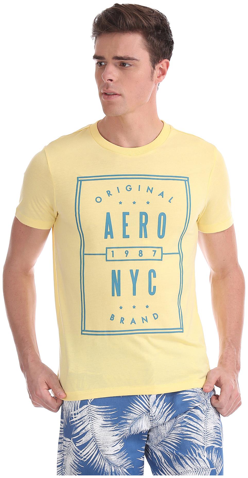 

Aeropostale Men Yellow Regular fit Cotton Blend Round neck T-Shirt - Pack Of 1