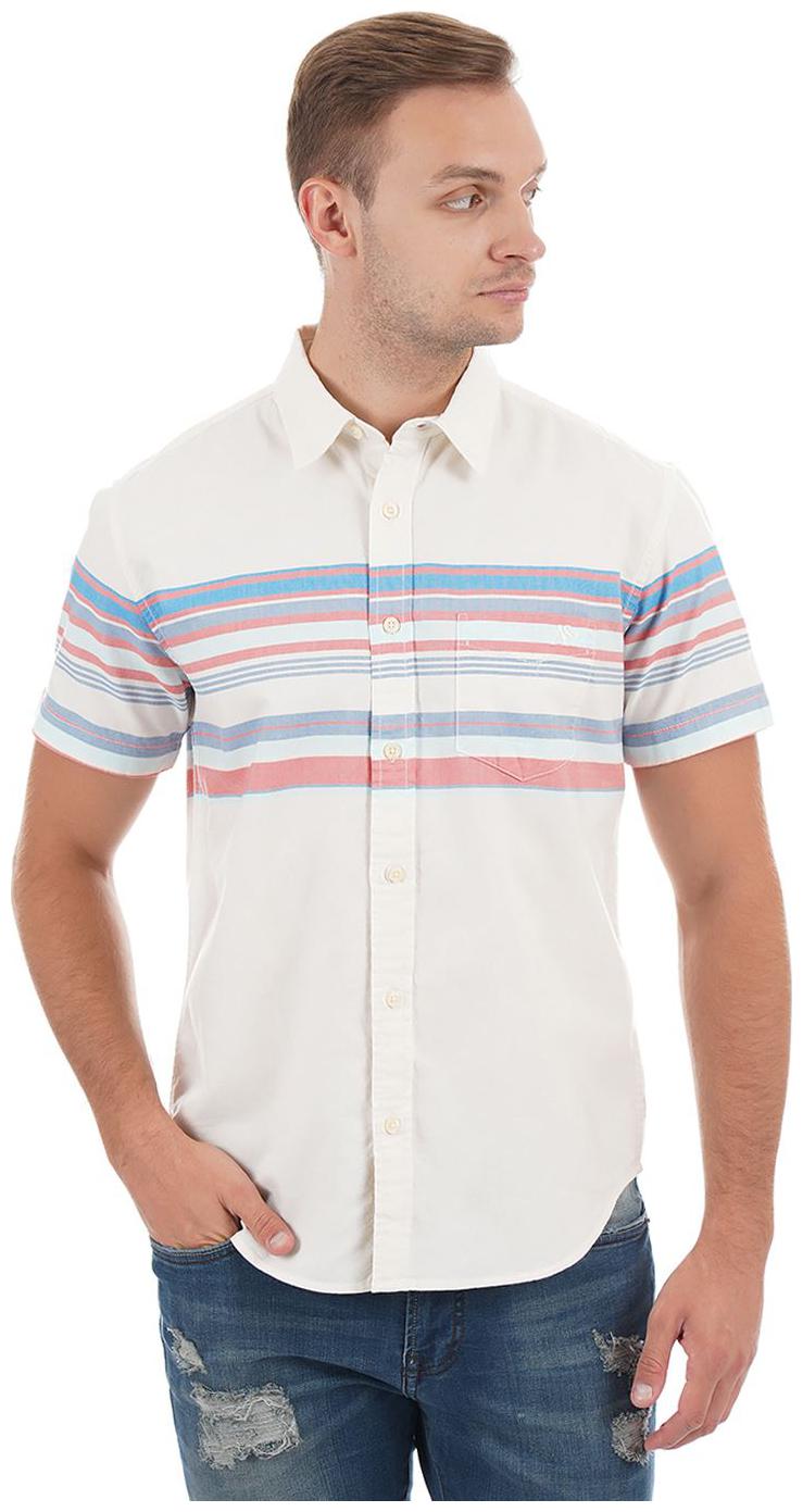 

Aeropostale Men White Horizontal Stripes Slim Fit Casual Shirt