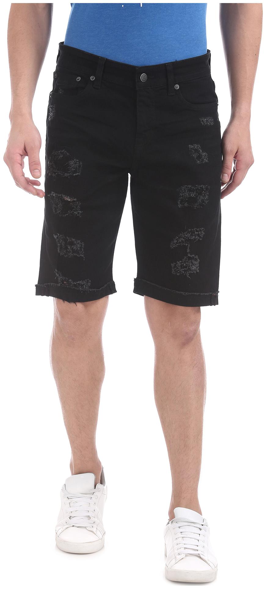 

Aeropostale Men Black Slim Fit Denim Shorts
