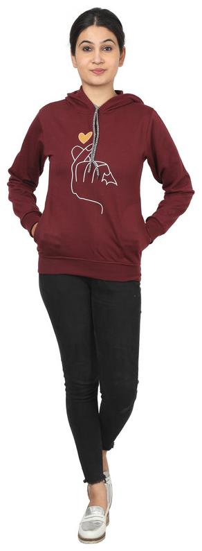 

AF Affair Women Printed Hoodie - Maroon