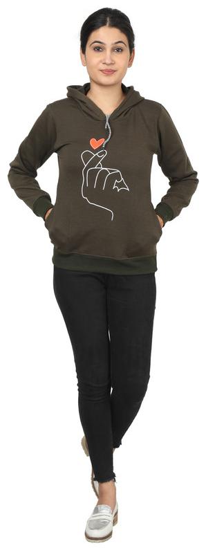 

AF Affair Women Printed Hoodie - Dark Green