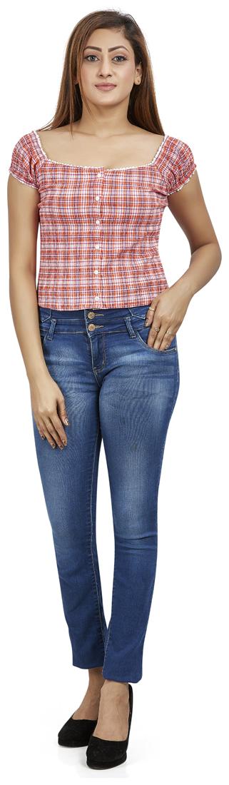 

Agozzy Women Checked Regular top - Red