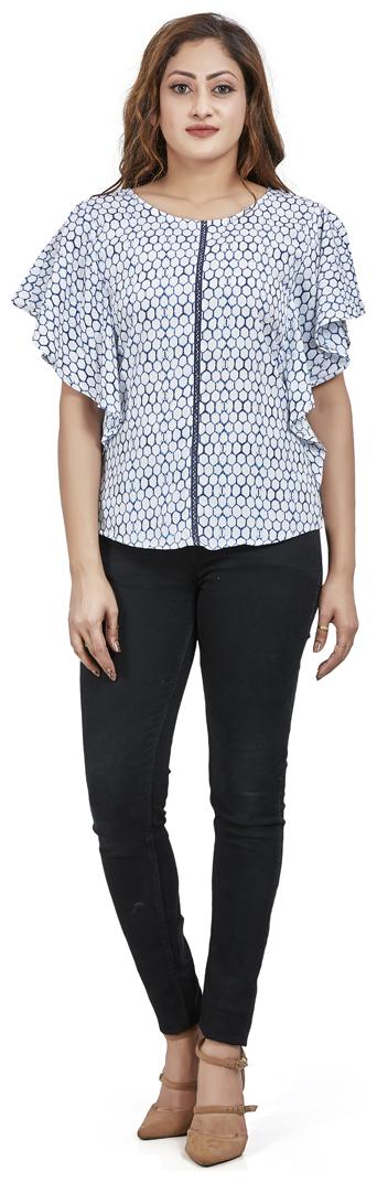 

Agozzy Women Printed Regular top - Blue