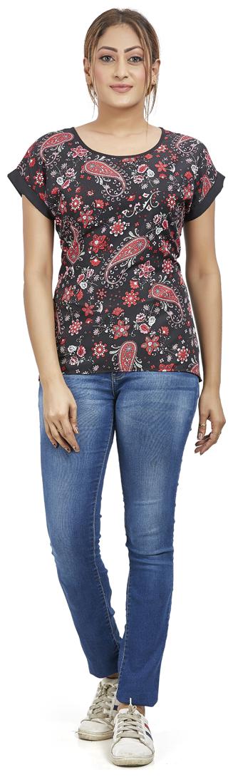 

Agozzy Women Printed Regular top - Black