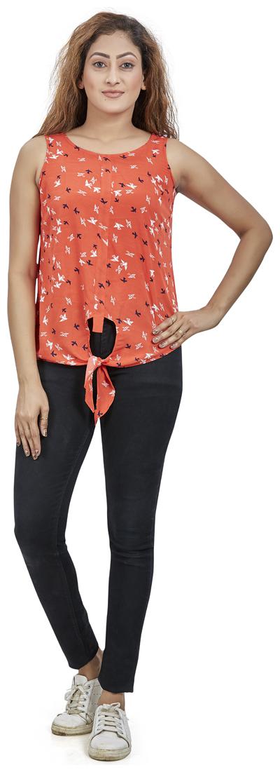 

Agozzy Women Printed Regular top - Red