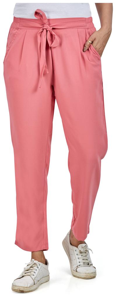 

Agozzy Polyester Solid Pink Trouser For Women