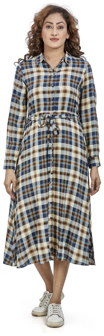 

Agozzy Multi Checked Fit flare dress