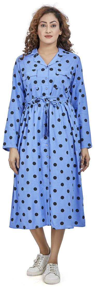 

Agozzy Blue Polka dots Wrap dress