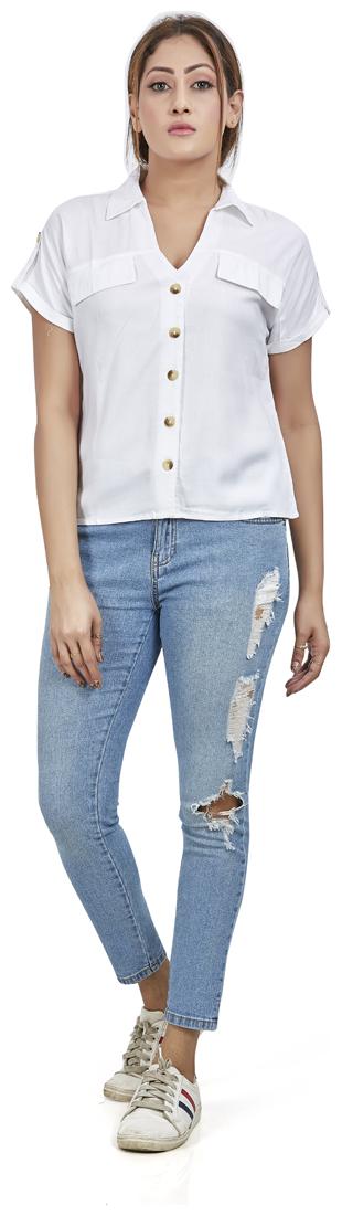 

Agozzy Women Solid Regular top - White