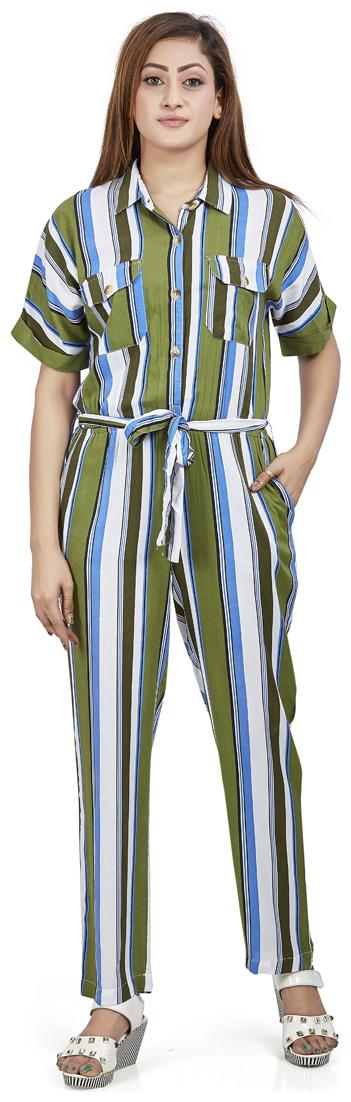 

Agozzy Striped Jumpsuit - Green