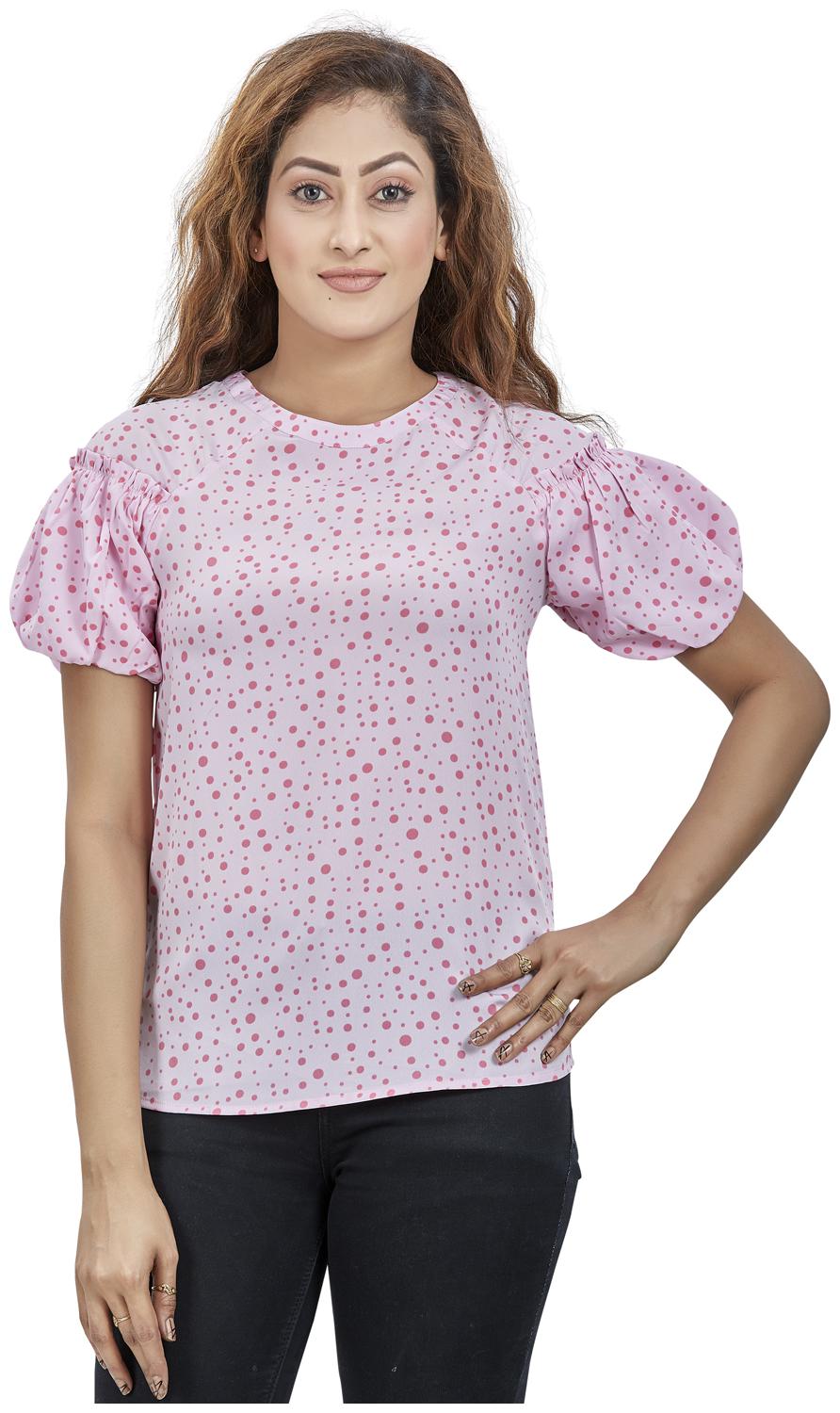 

Agozzy Women Printed Regular top - Pink