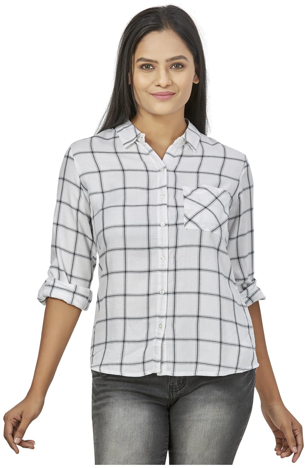 

Agozzy Women White Checked Regular Fit Shirt