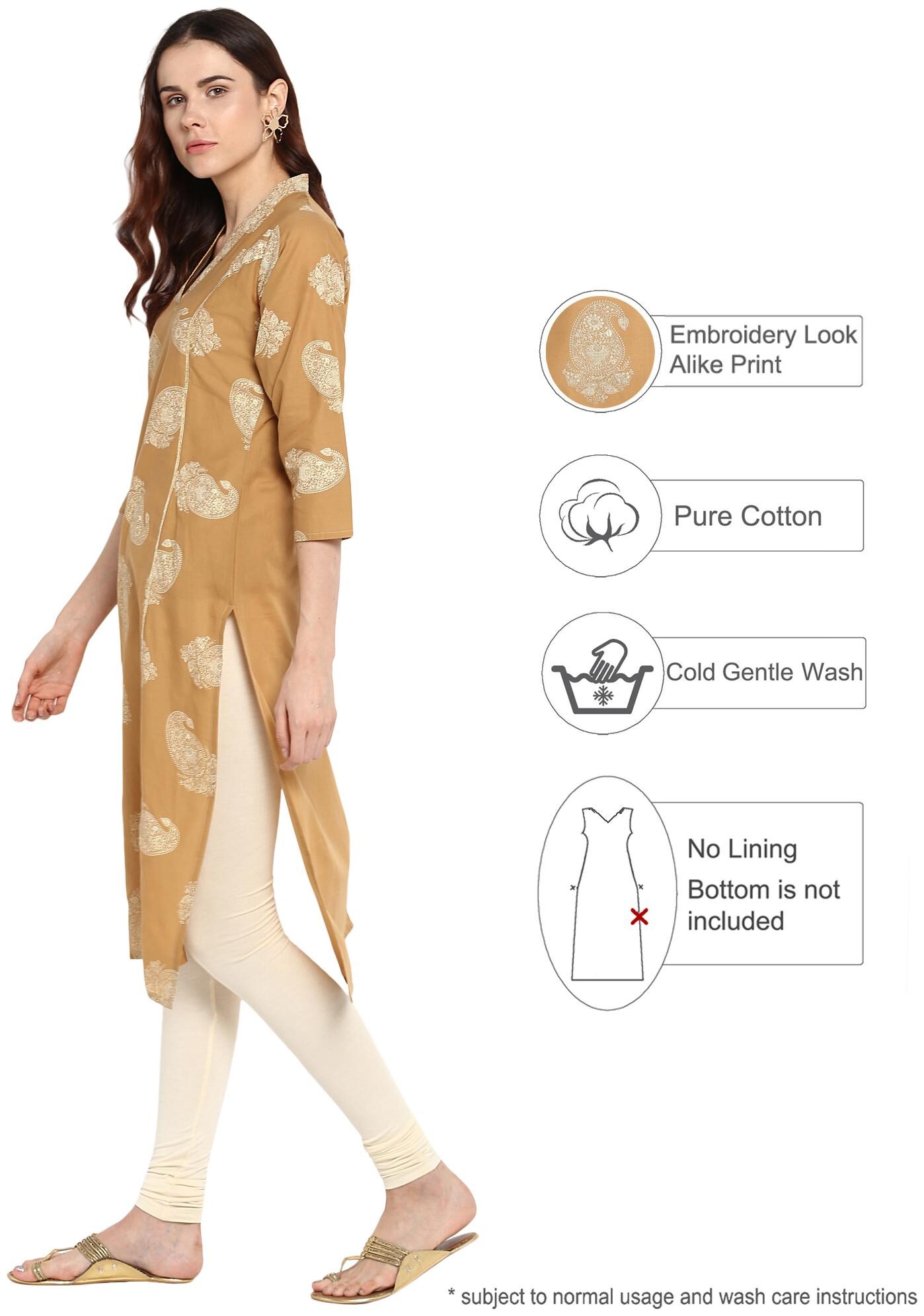 

Ahalyaa Women Brown Printed Straight Kurta