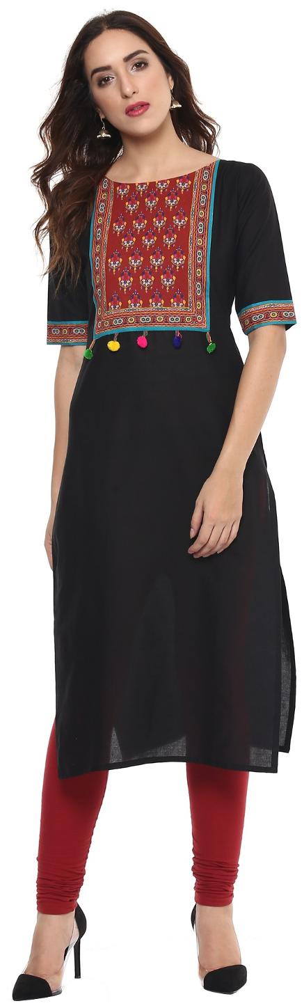 

Ahalyaa Women Black Printed Regular Kurta