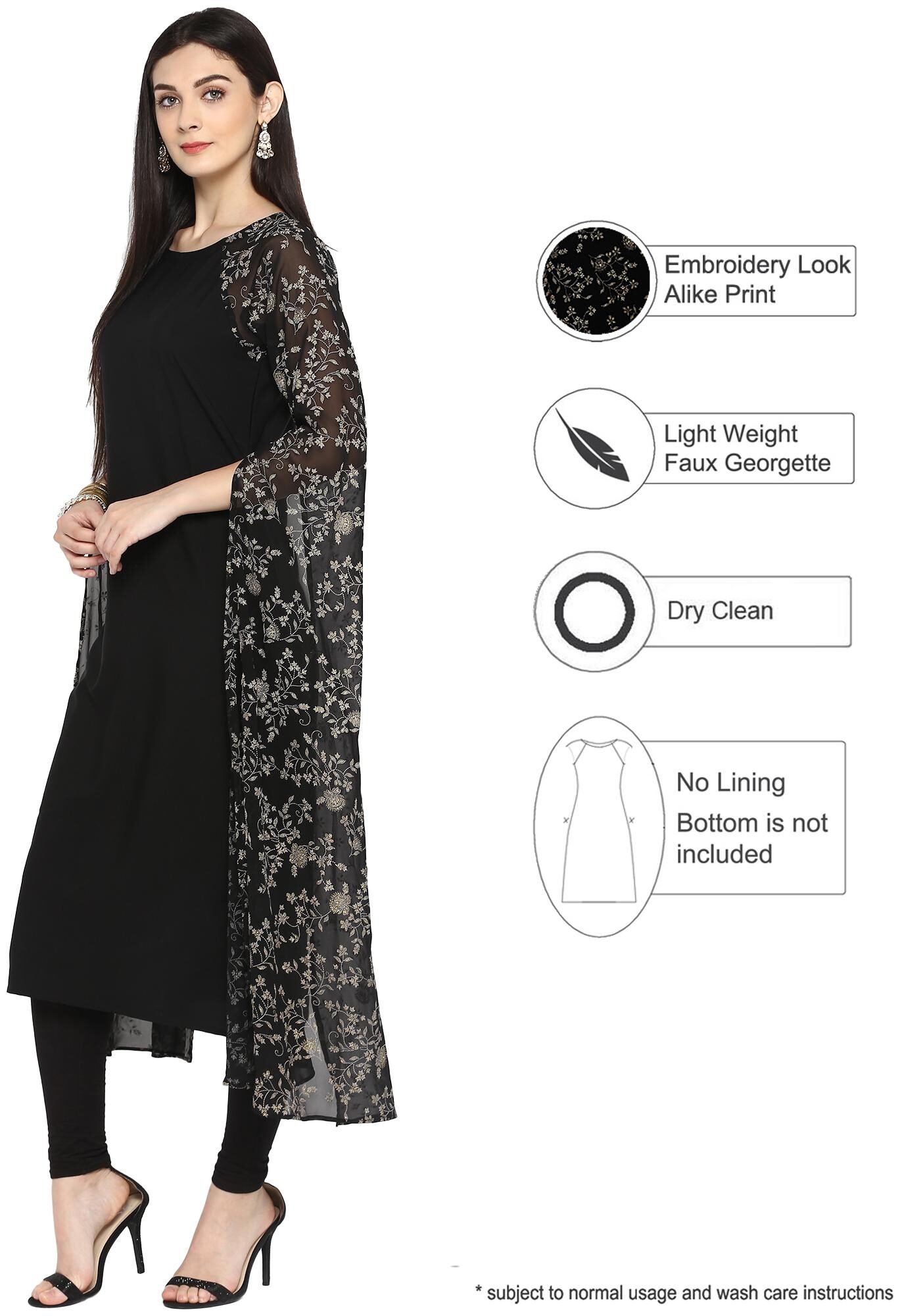 

Ahalyaa Women Black Floral Straight Kurta