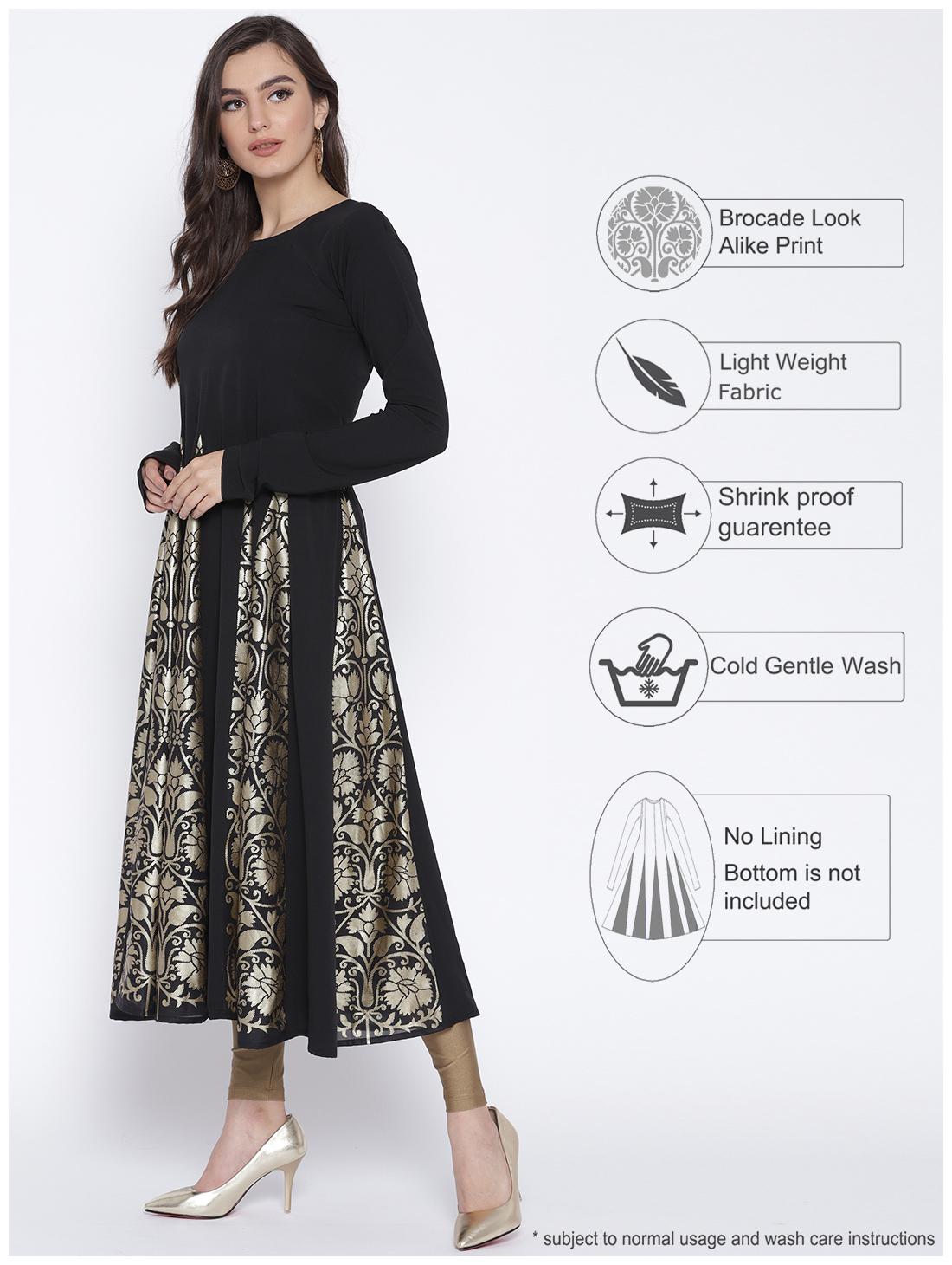 

Ahalyaa Women Black Floral Anarkali Kurta