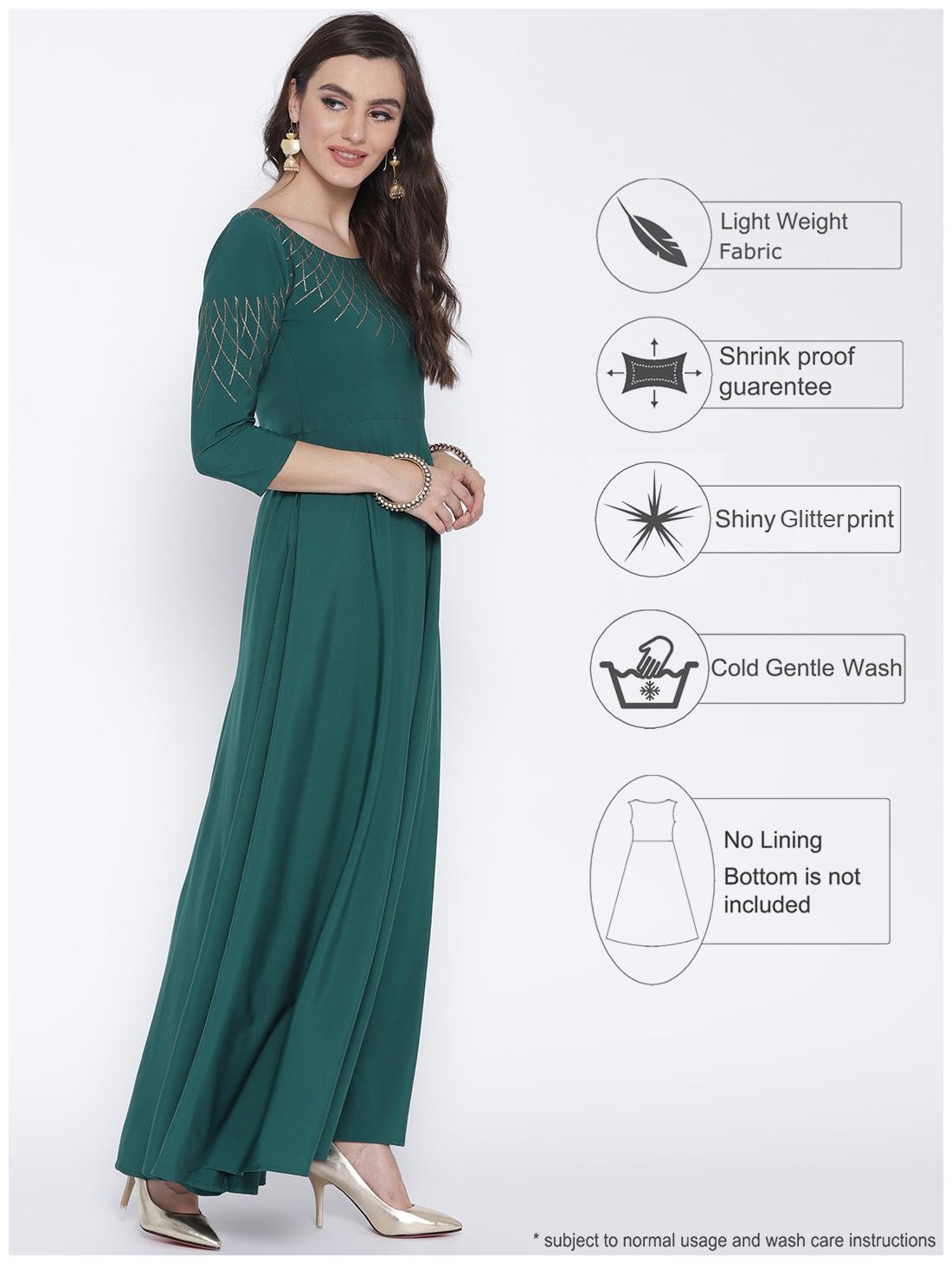 

Ahalyaa Women Turquoise Printed Anarkali Kurta