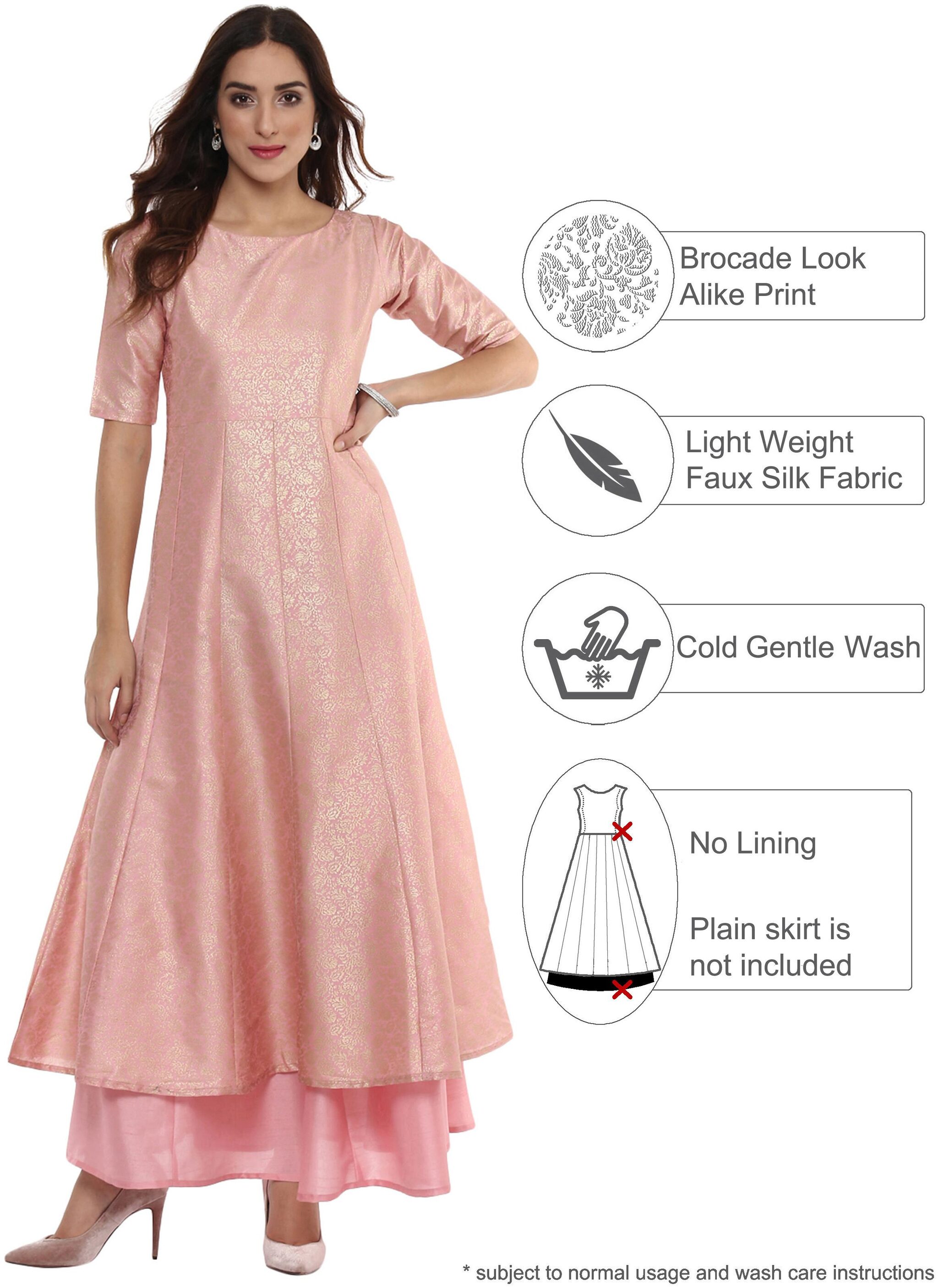 

Ahalyaa Women Pink Floral Anarkali Kurta