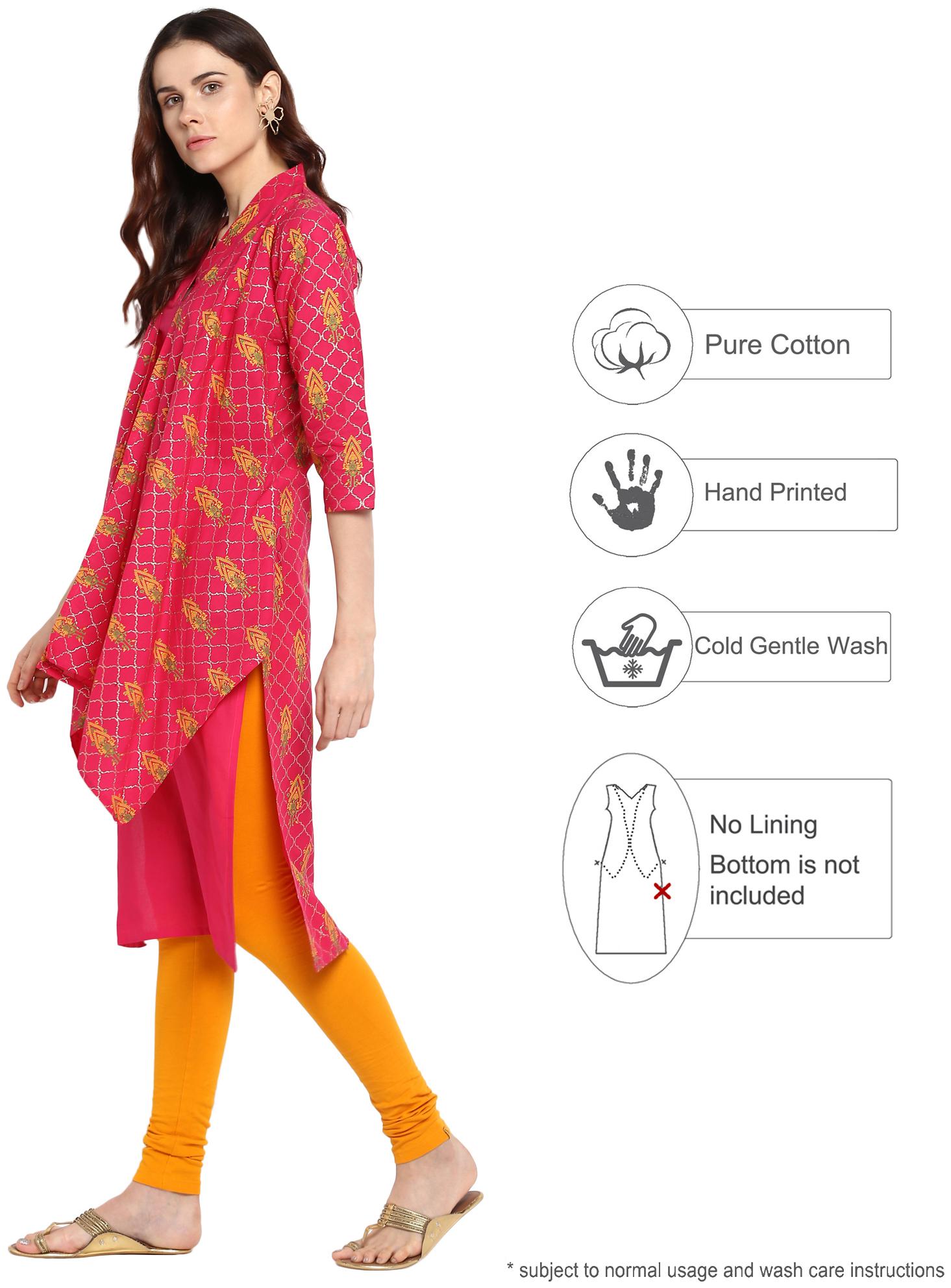

Ahalyaa Women Pink Printed Straight Kurta