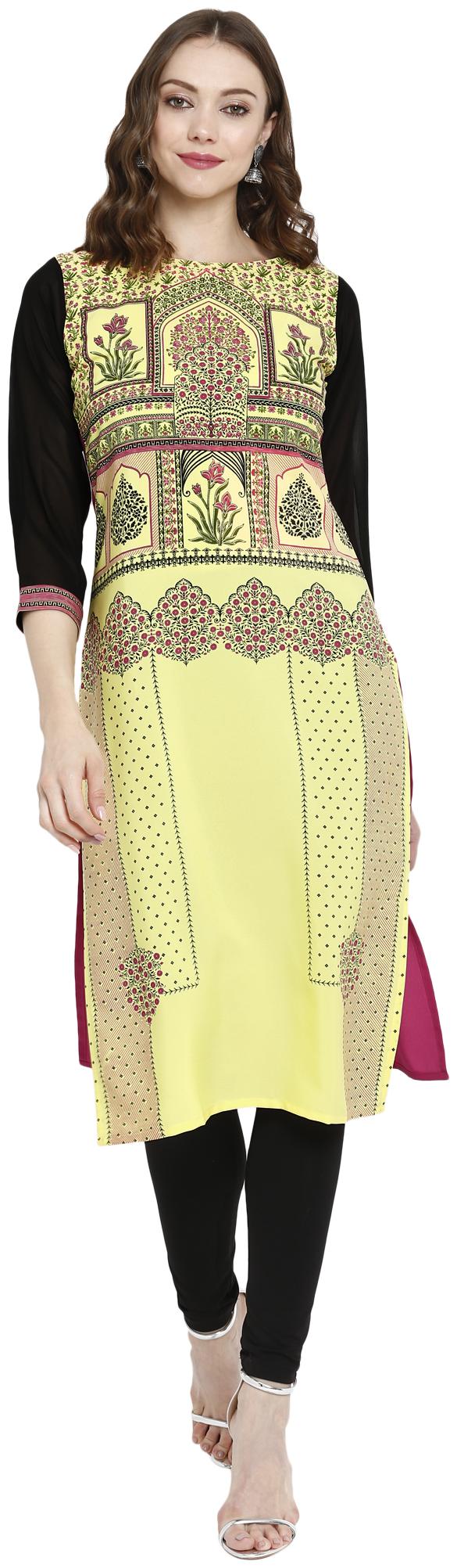 

Ahalyaa Women Yellow Printed Straight Kurta