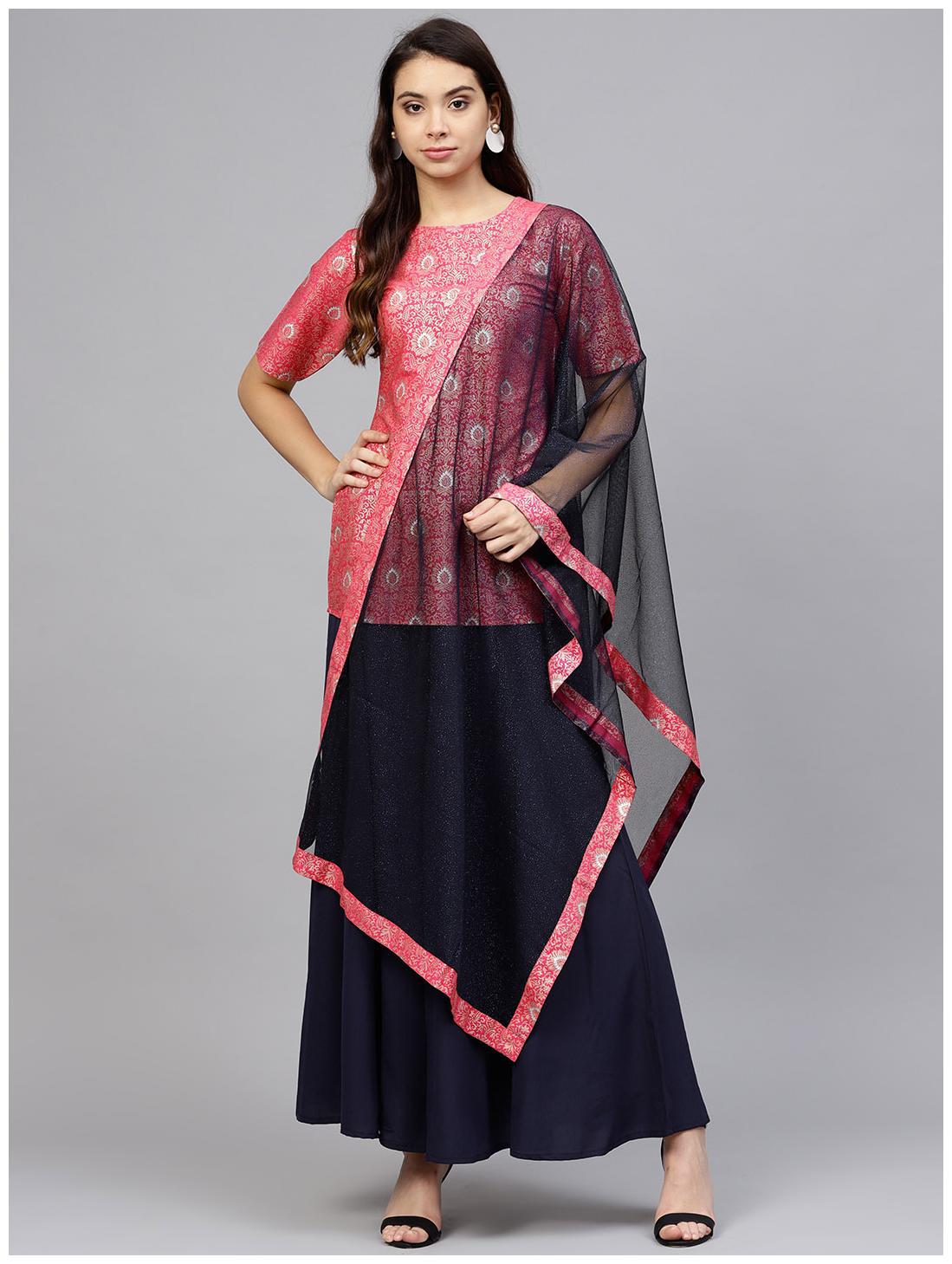 

Ahalyaa Women Pink Printed Straight Kurta