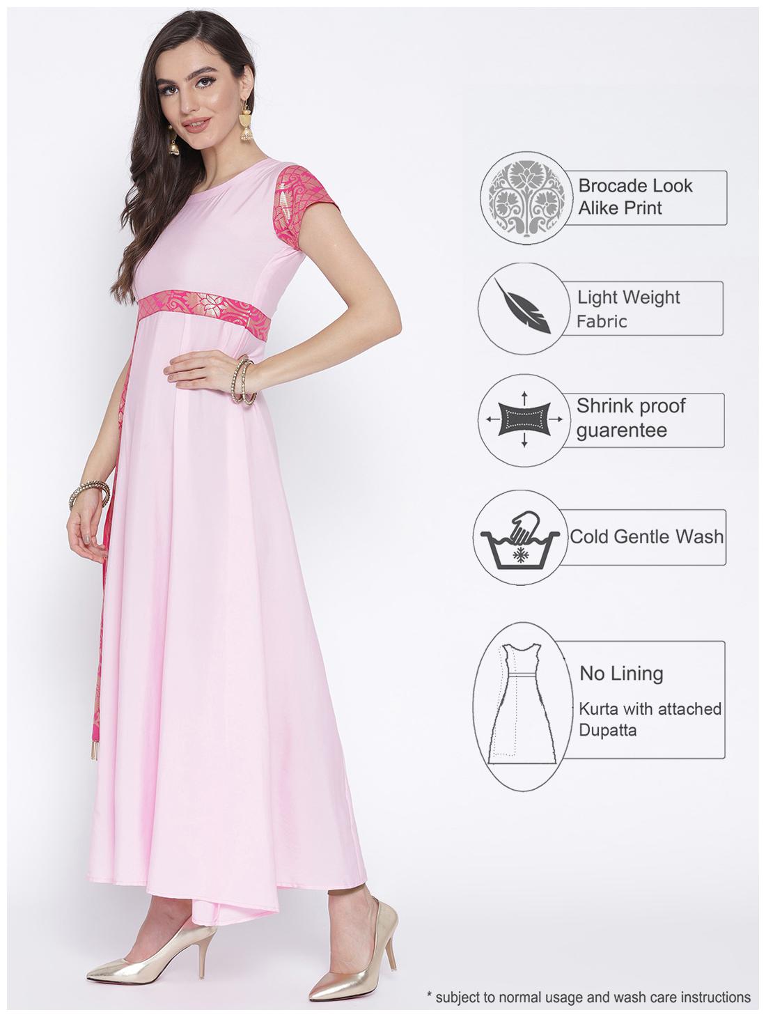 

Ahalyaa Kalidar Kurta Dress with Attached Printed Dupatta