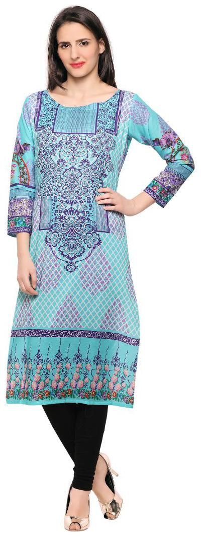 

Ahalyaa Women Blue Printed Straight Kurta
