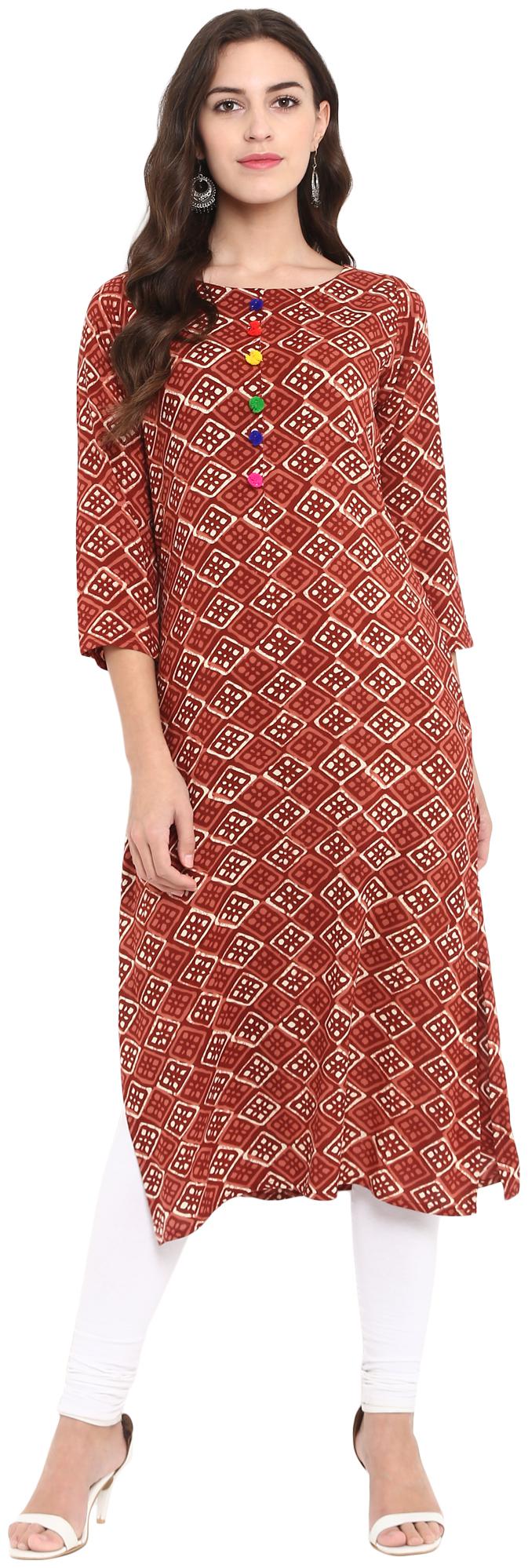 

Ahalyaa Women Brown Printed Straight Kurta