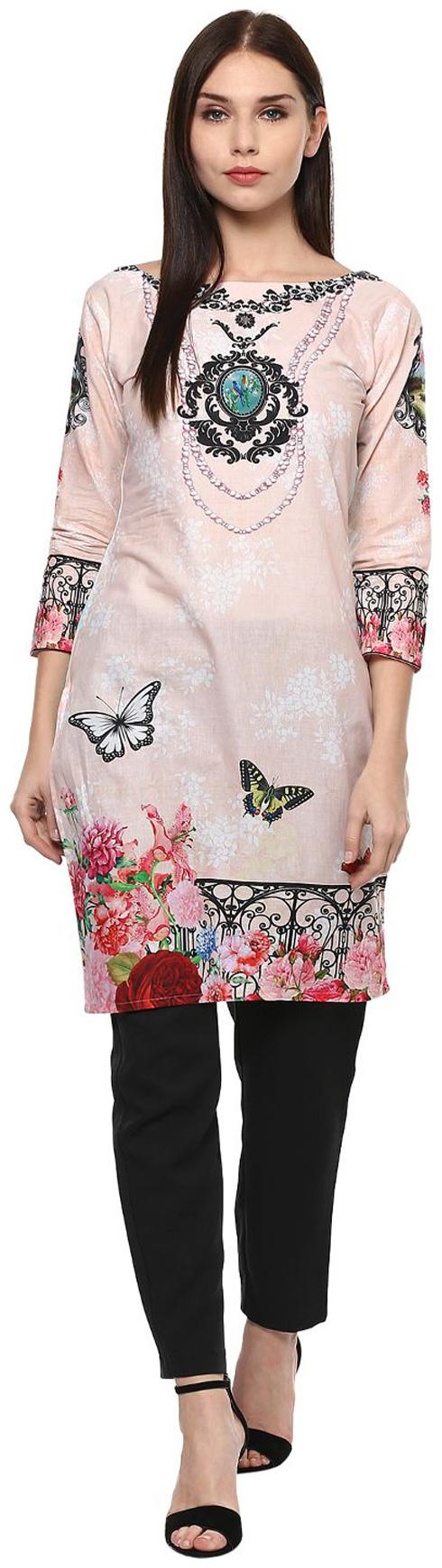 

Ahalyaa Women Pink Printed Straight Kurta