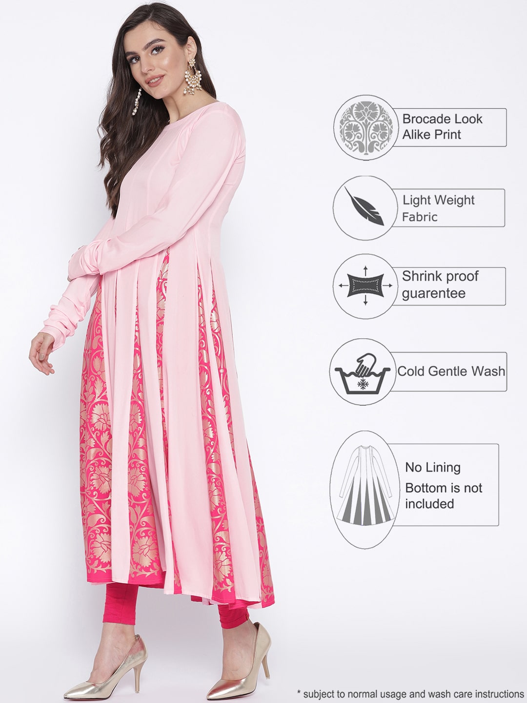 

Ahalyaa Women Pink Floral Anarkali Kurta